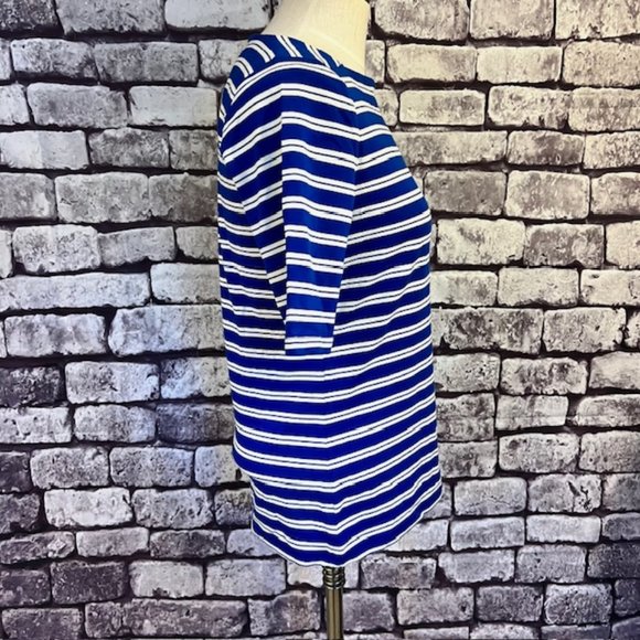 Talbots Blue & White Stripe Square Neck Blouse Size M - Picture 7 of 8